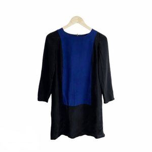 Madewell Color-Block Black & Blue Paneled Shift Tunic Mini Dress XS